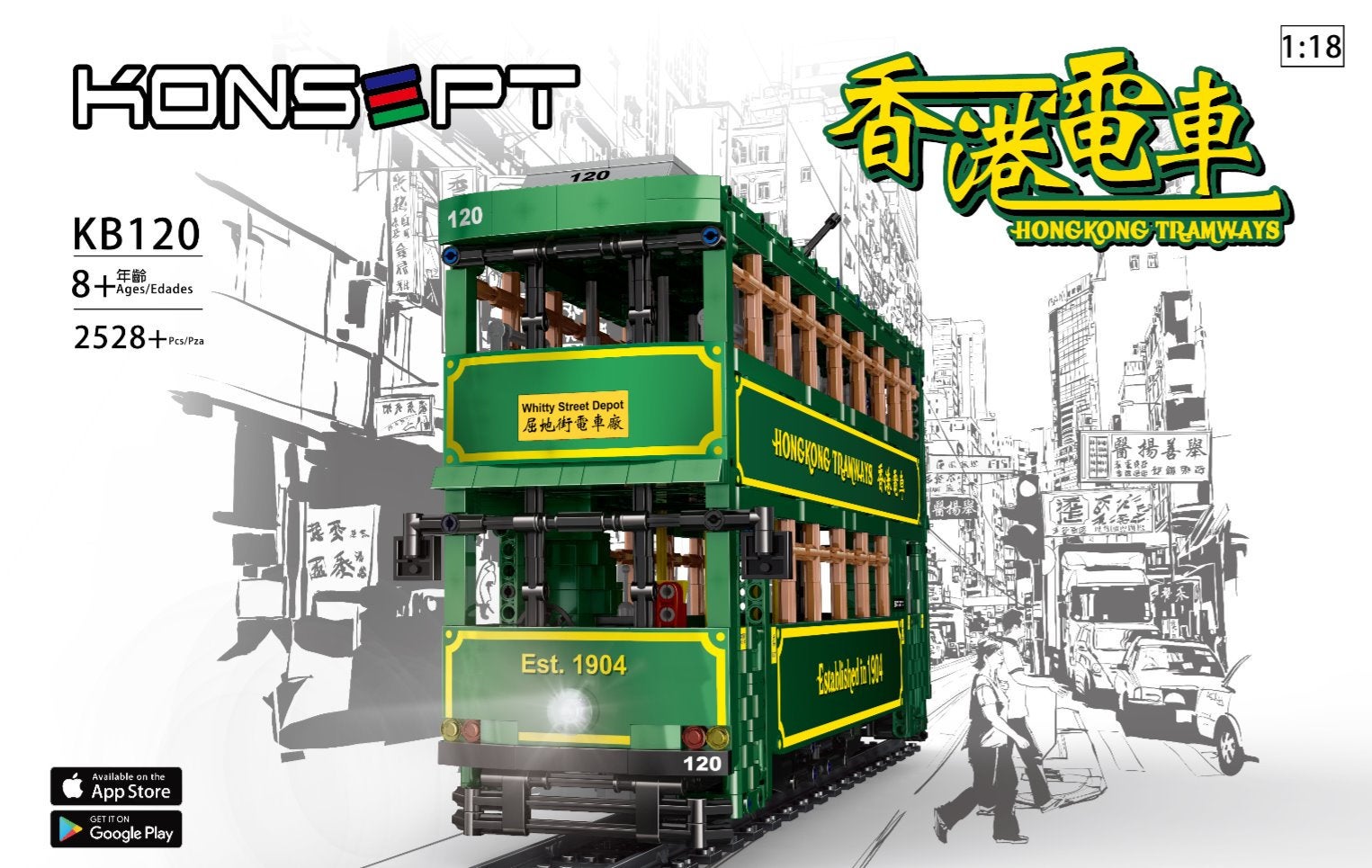 KONSEPT 1:18 RC Block HK Tram No.KB120 SKU: KB120 | Bushido Hobbies